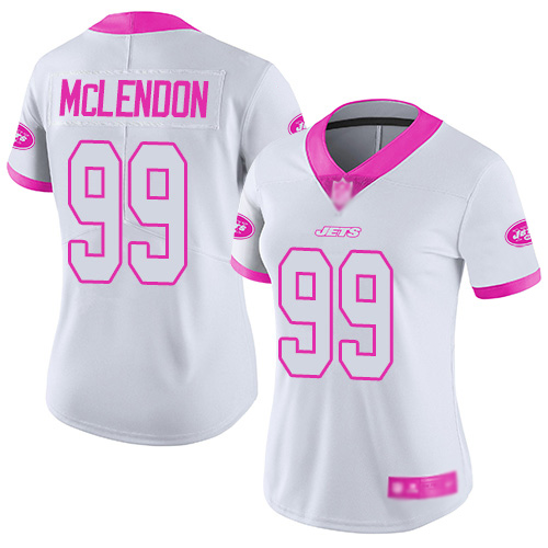 New York Jets Limited White Pink Women Steve McLendon Jersey NFL Football #99 Rush Fashion